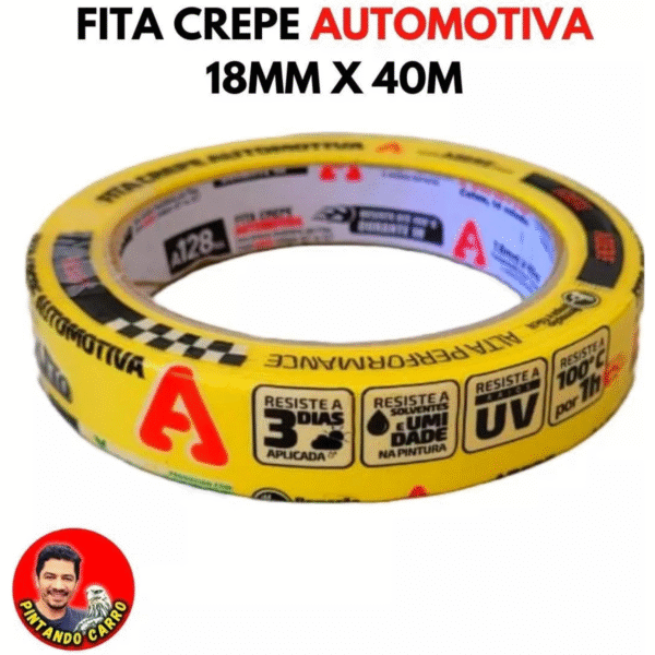 32 Fita Crepe Fina Amarela 18mm X 40m Adere - Imagem 2