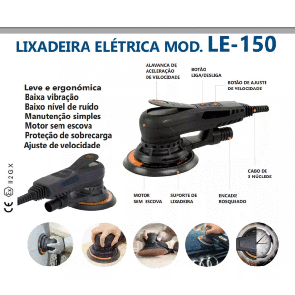 Lixadeira Elétrica Roto Orbita Le-150 Kaizentech 220v Rokit - Imagem 2