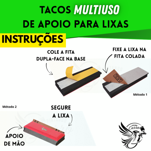 Kit 2 Taco Lixador Manual E Régua De Aplicar Massa Poliéster - Imagem 3